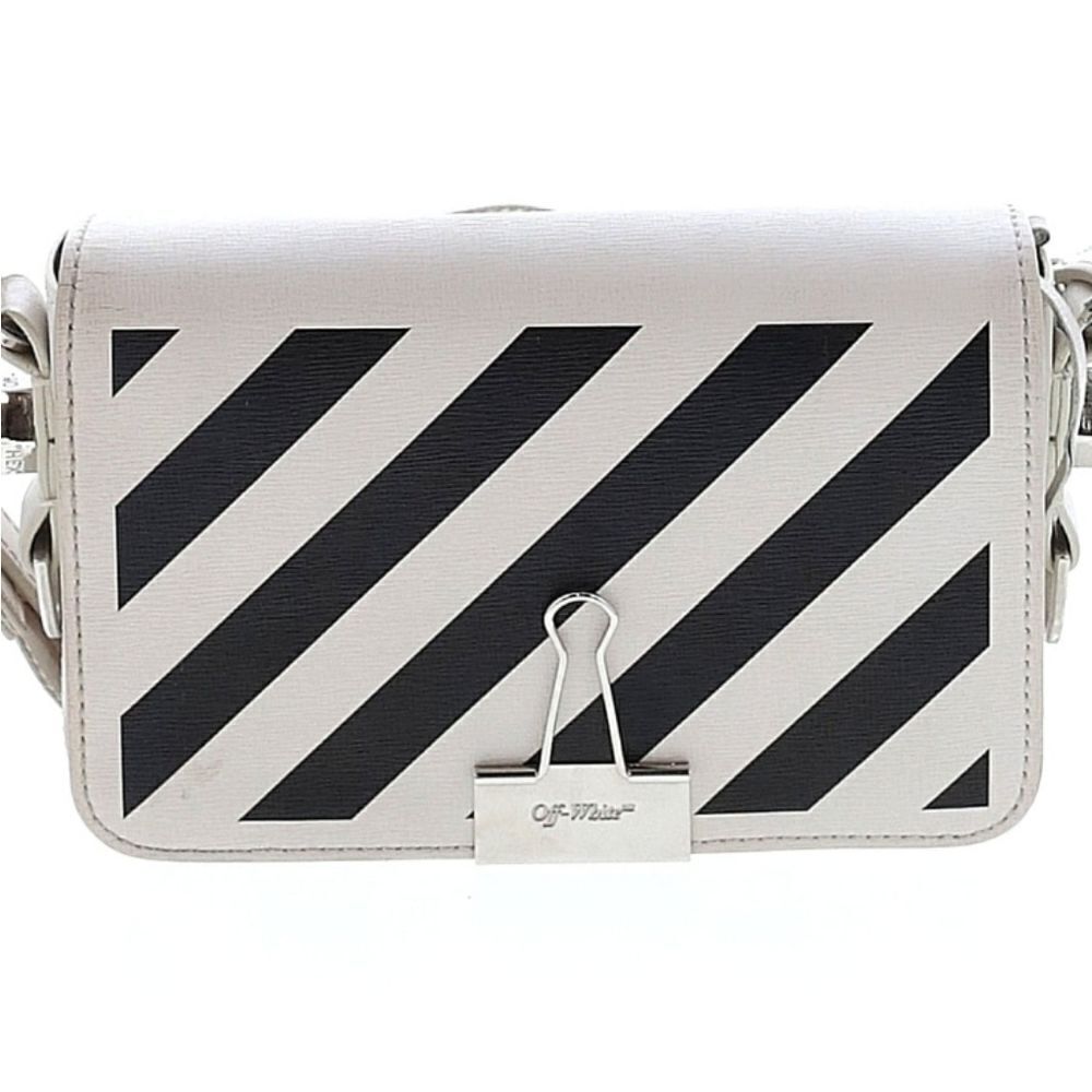 Off-White Women's Black & White Binder Clip Sling Hand bag clutch